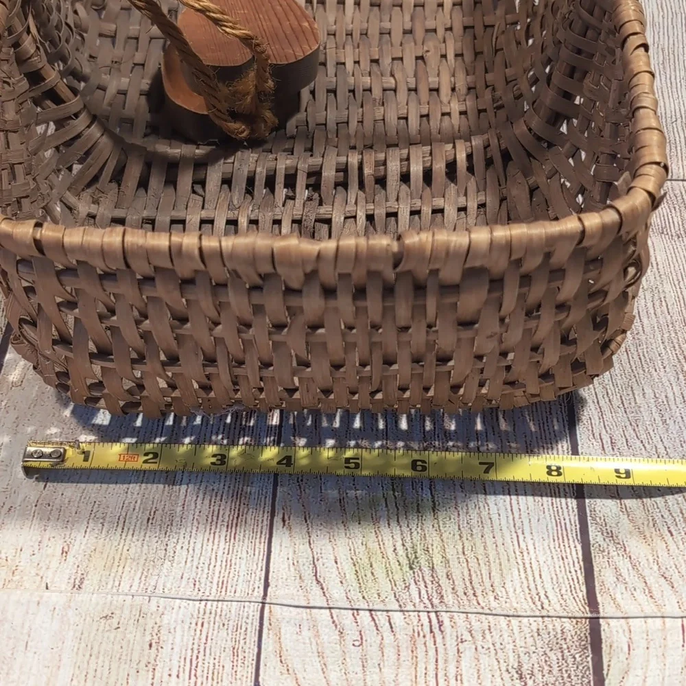 Handwoven Brown Basket with Heart Accents